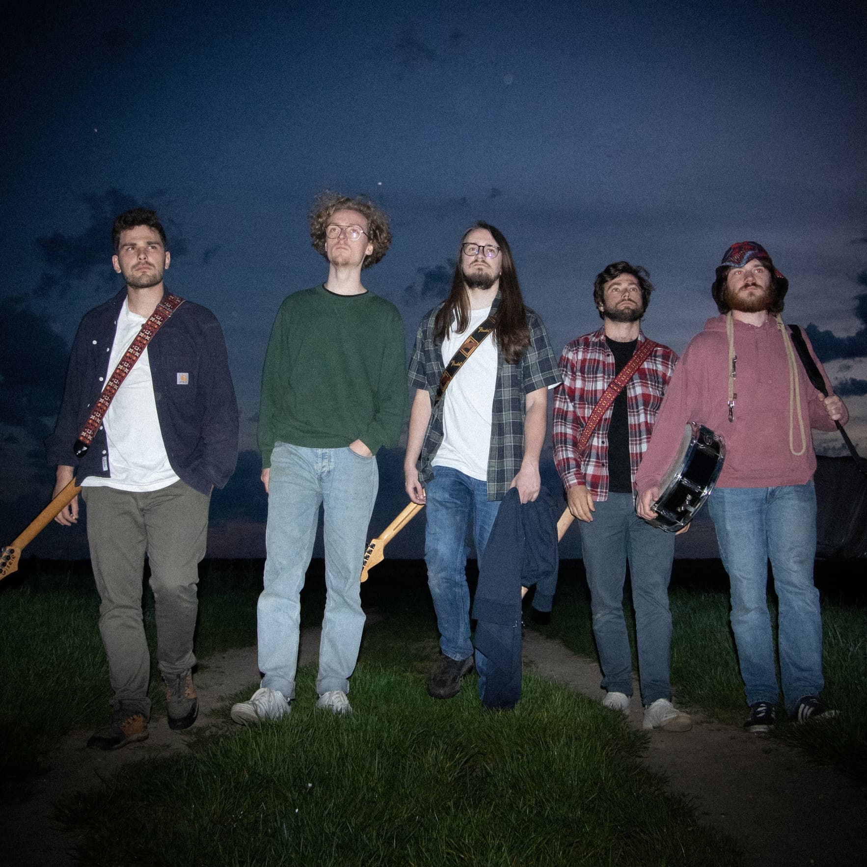 Group members walking in the night